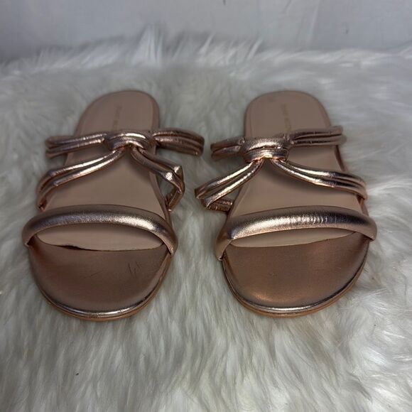 Stuart Weitzman Rose Gold Women's Flat Slide Sandal with Twist Knot Detail Sz 10 - Picture 4 of 8